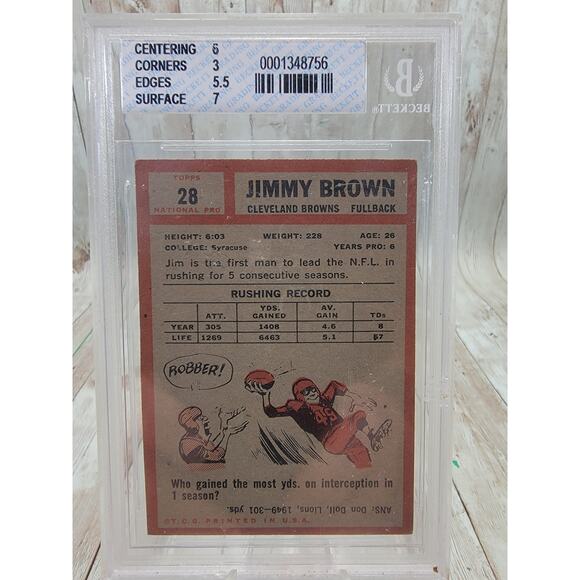 1962 Topps #28 Jim Brown Beckett BCCG 3.5 Cleveland Browns Fullback - Picture 2 of 6